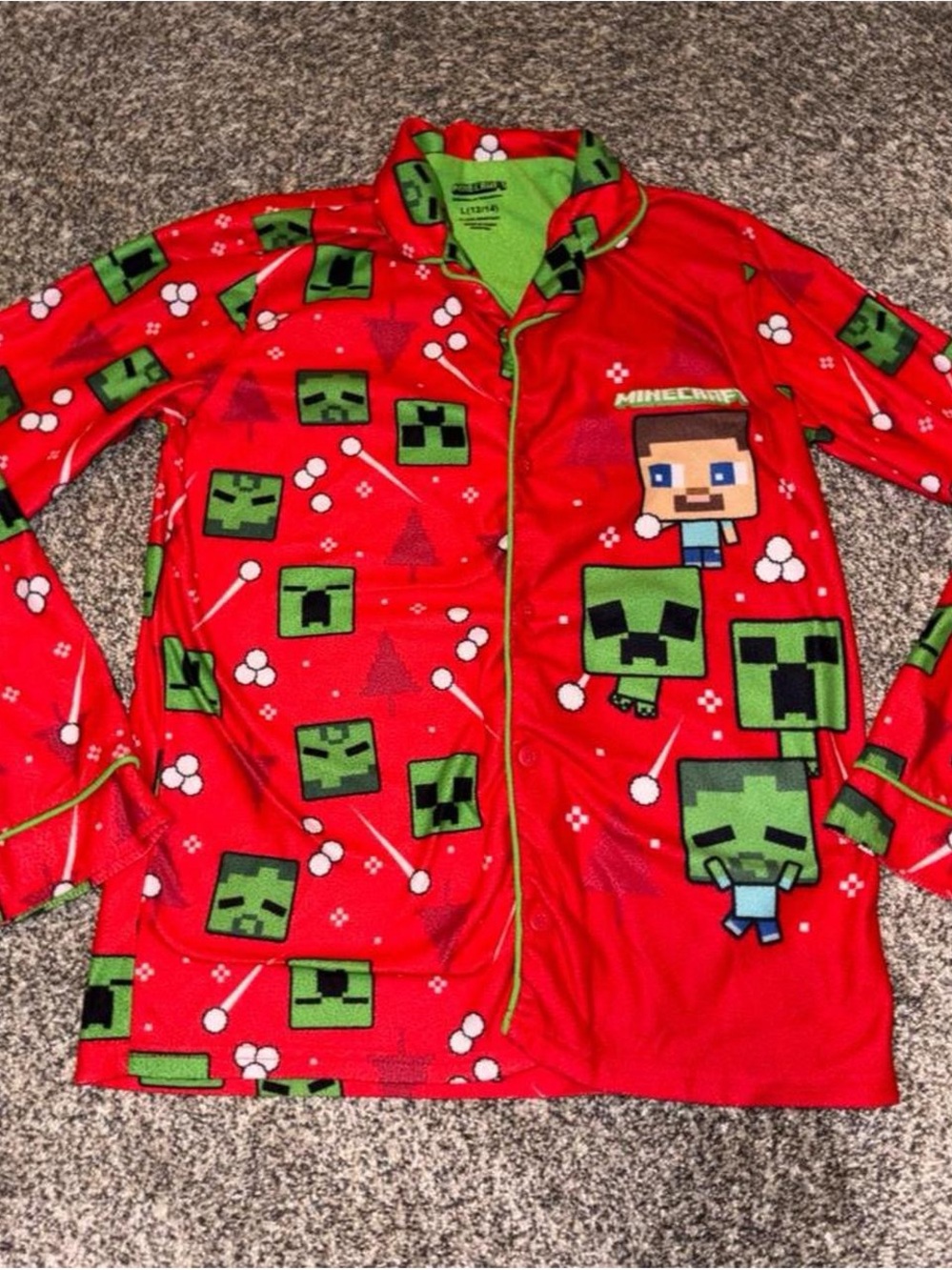 Minecraft Creeper red pajama shirt